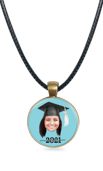 Class of 2021 - Circle Necklace - Brass - Blue