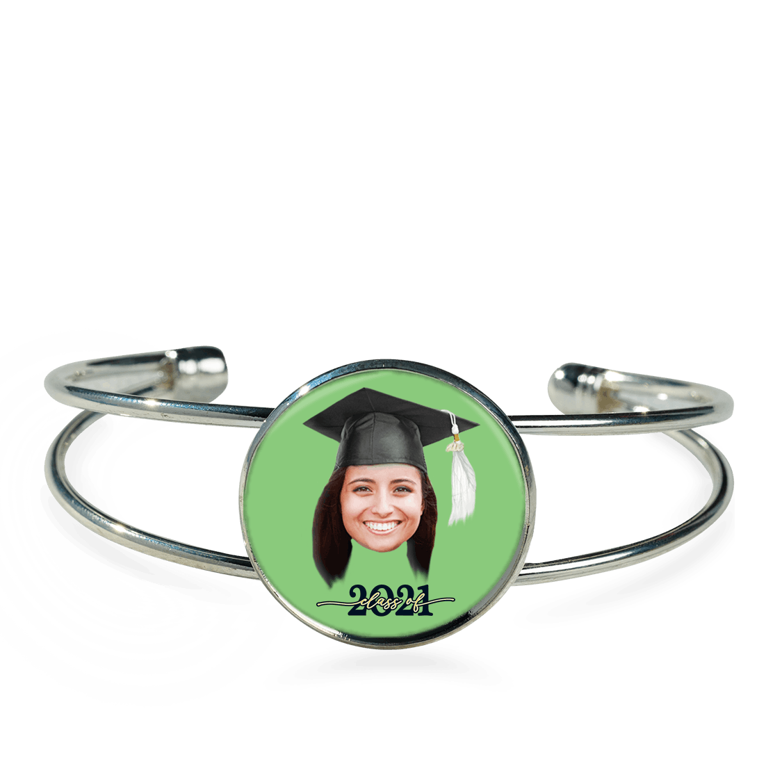 Class of 2021 - Cuff Bracelet - Silver - Green